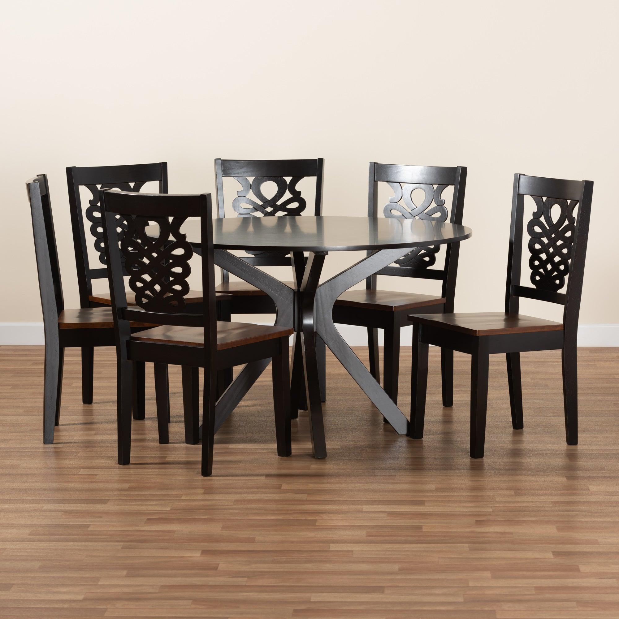 Liese Modern and Contemporary Transitional Two-Tone and Finished Wood 7-Piece Dining Set