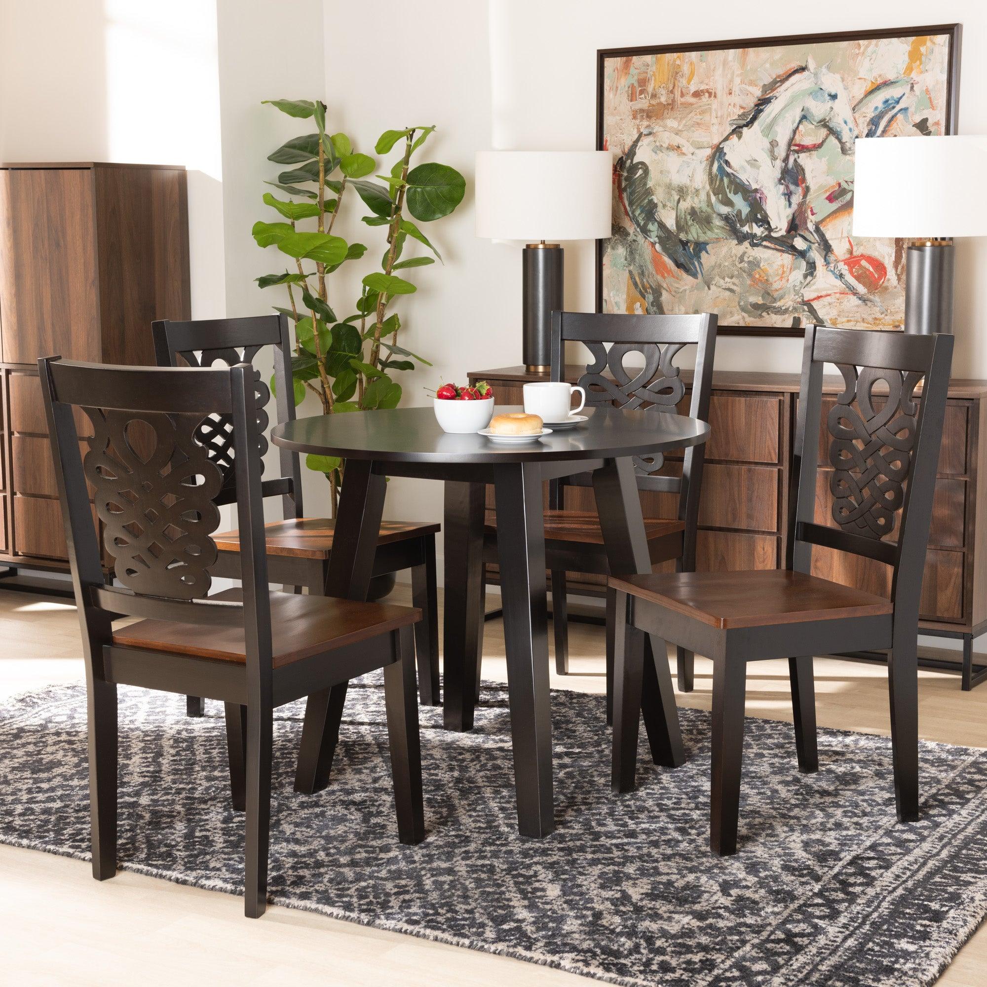 Mina Modern and Contemporary Transitional Two-Tone and Finished Wood 5-Piece Dining Set