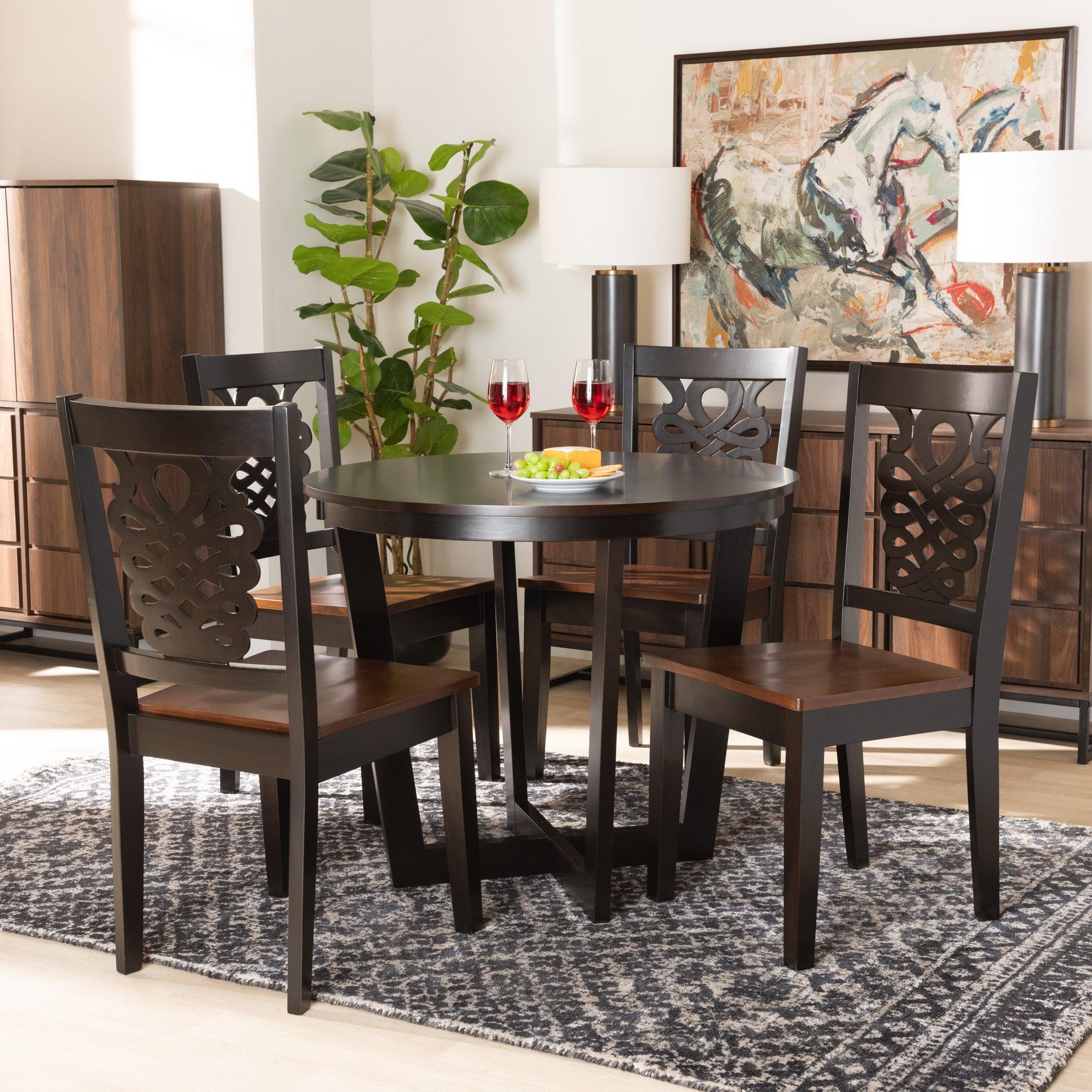 Salida Modern and Contemporary Transitional Two-Tone and Finished Wood 5-Piece Dining Set