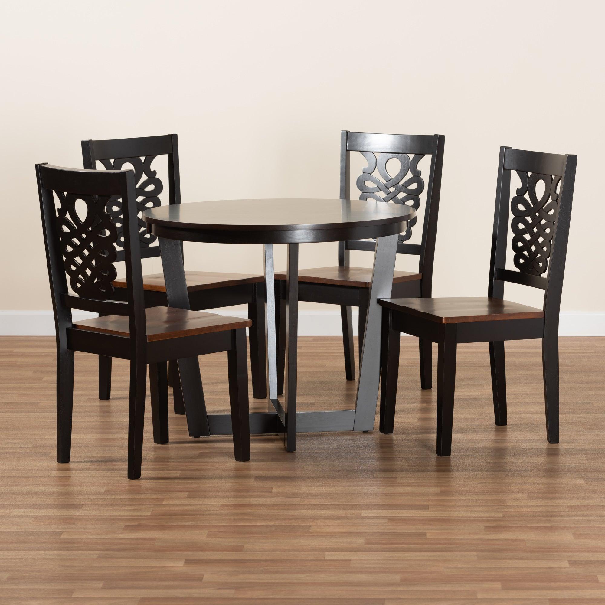 Salida Modern and Contemporary Transitional Two-Tone and Finished Wood 5-Piece Dining Set