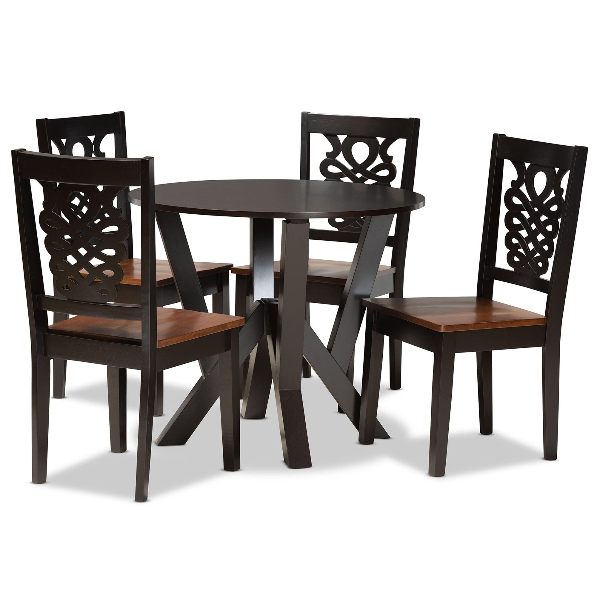Valda Modern and Contemporary Transitional Two-Tone and Finished Wood 5-Piece Dining Set