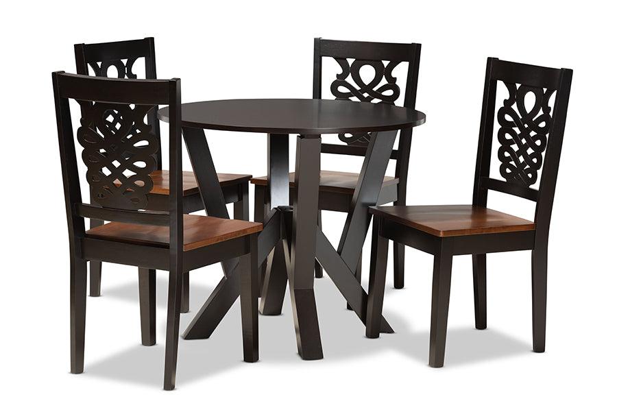Valda Modern and Contemporary Transitional Two-Tone and Finished Wood 5-Piece Dining Set