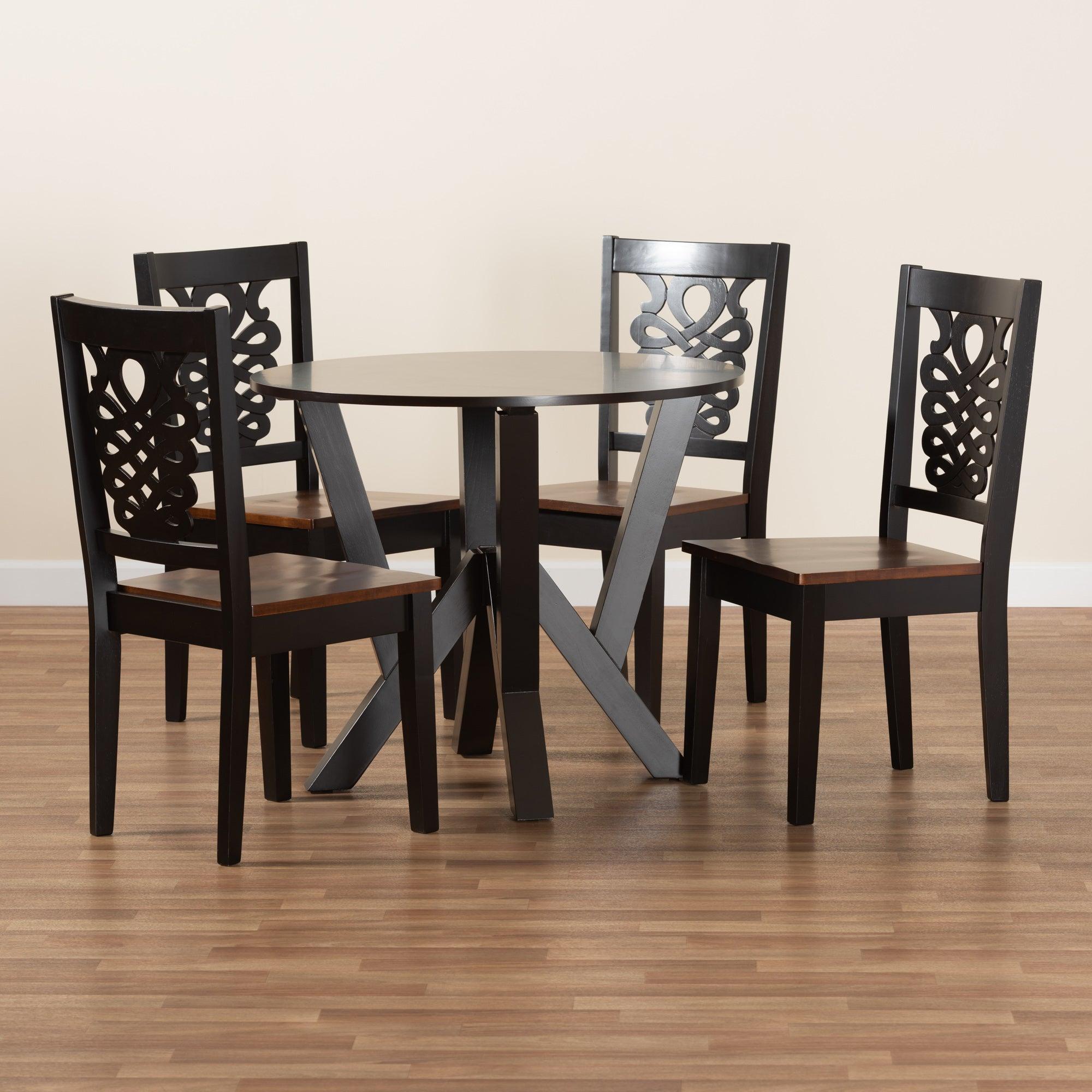 Valda Modern and Contemporary Transitional Two-Tone and Finished Wood 5-Piece Dining Set