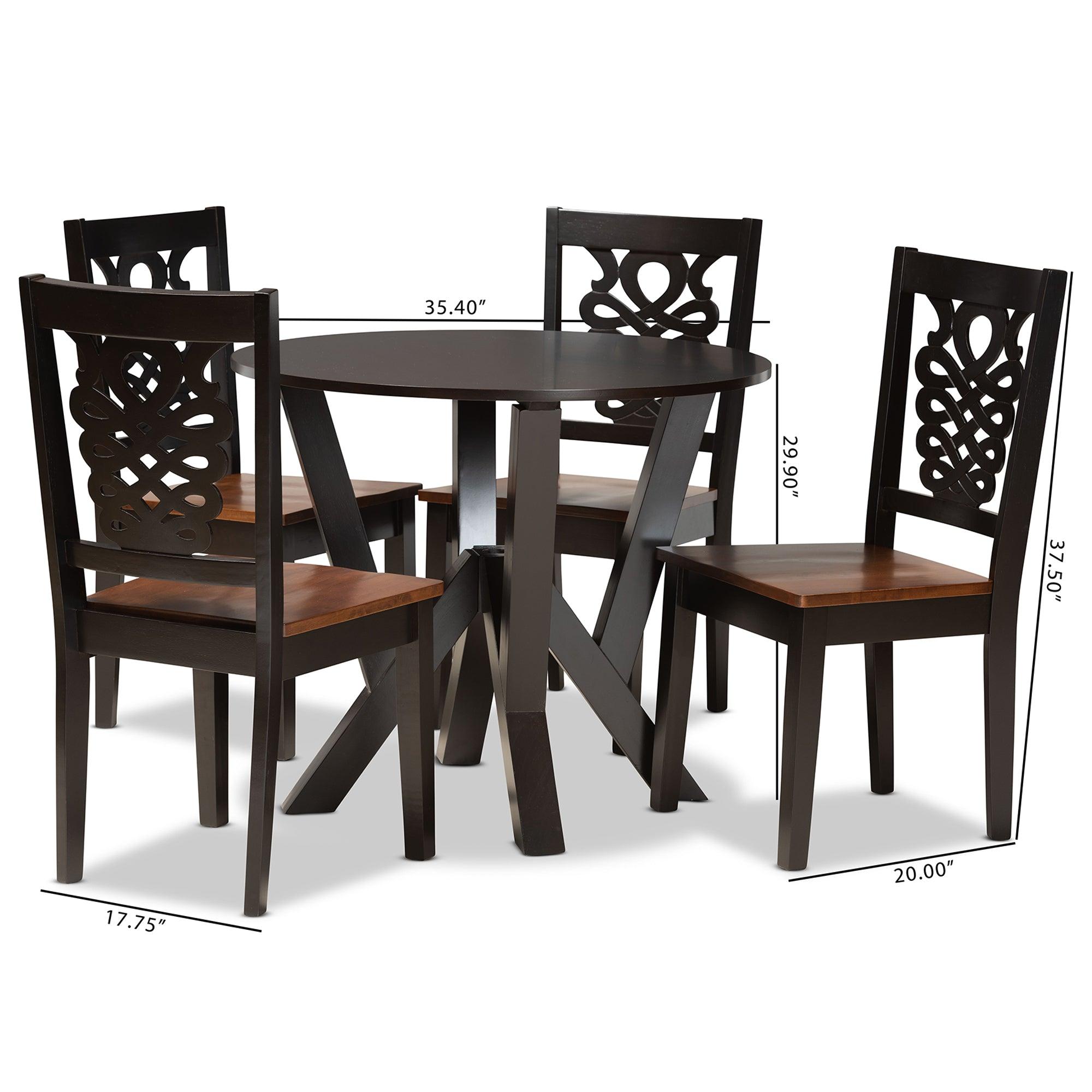 Valda Modern and Contemporary Transitional Two-Tone and Finished Wood 5-Piece Dining Set