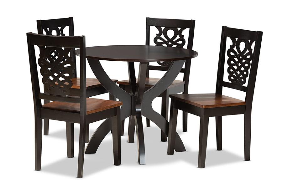 Wanda Modern and Contemporary Transitional Two-Tone and Finished Wood 5-Piece Dining Set