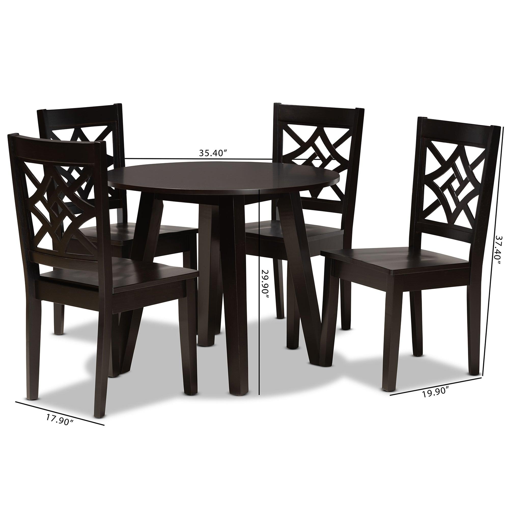 Rava Modern and Contemporary Finished Wood 5-Piece Dining Set