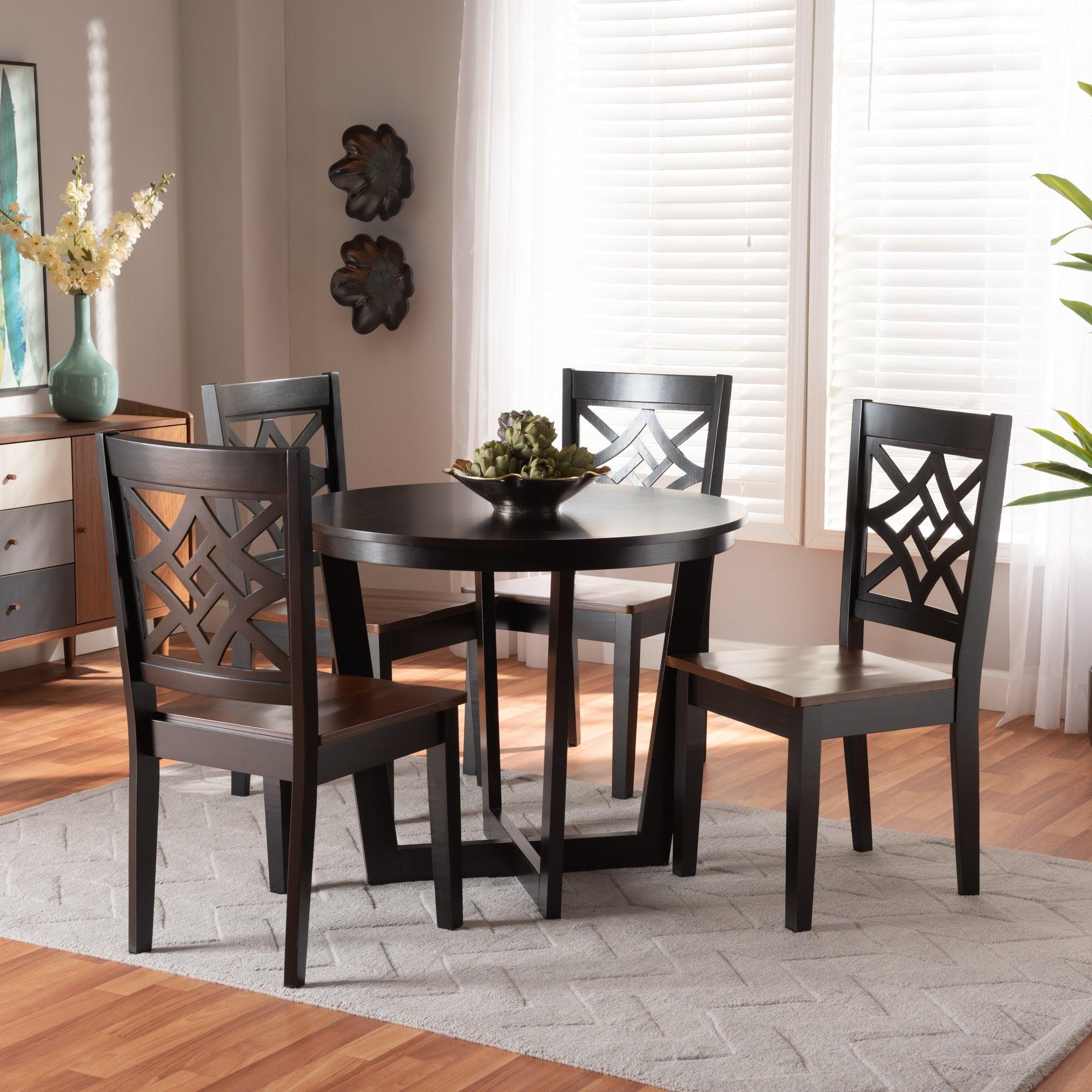 Brava Modern and Contemporary Two-Tone and Finished Wood 5-Piece Dining Set