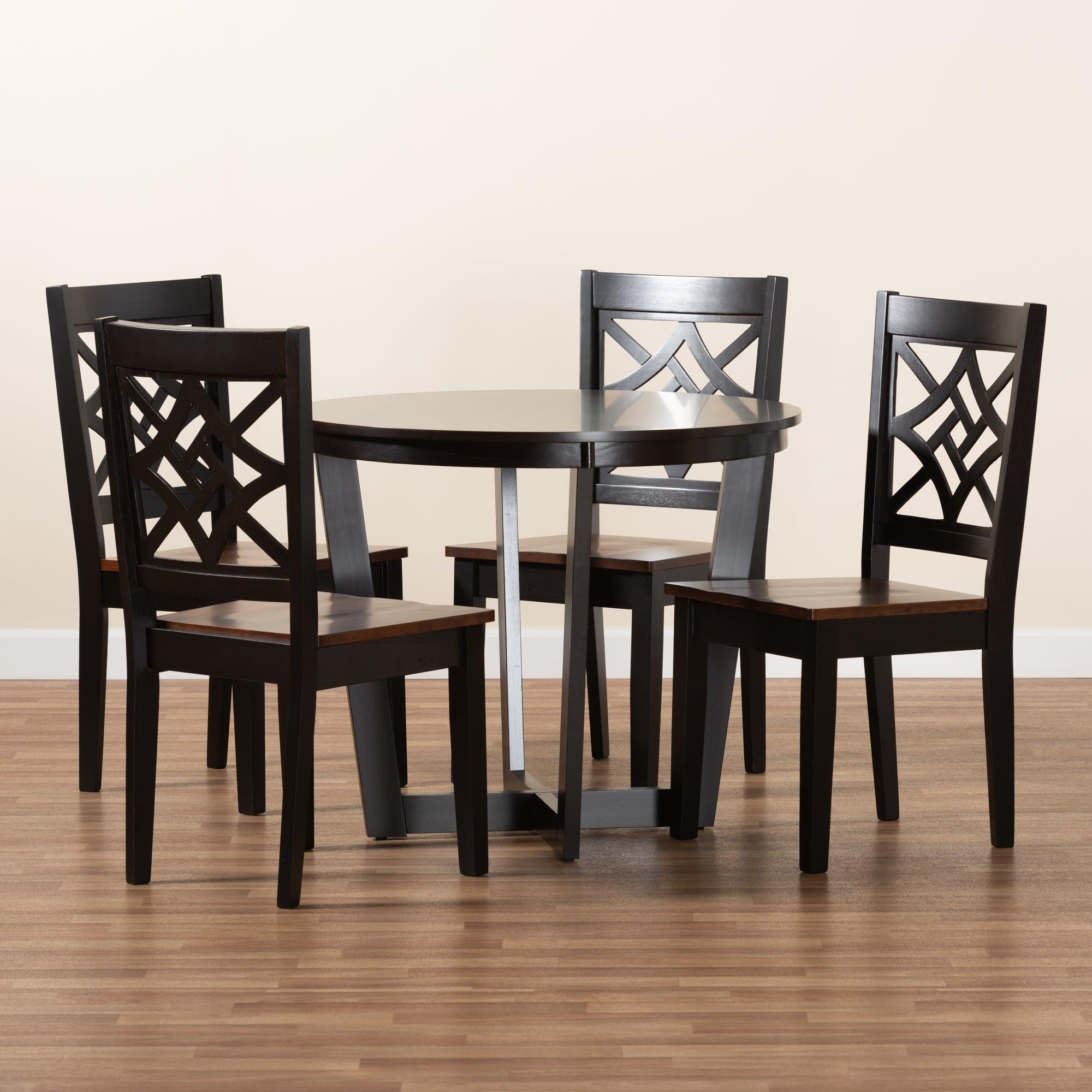 Brava Modern and Contemporary Two-Tone and Finished Wood 5-Piece Dining Set