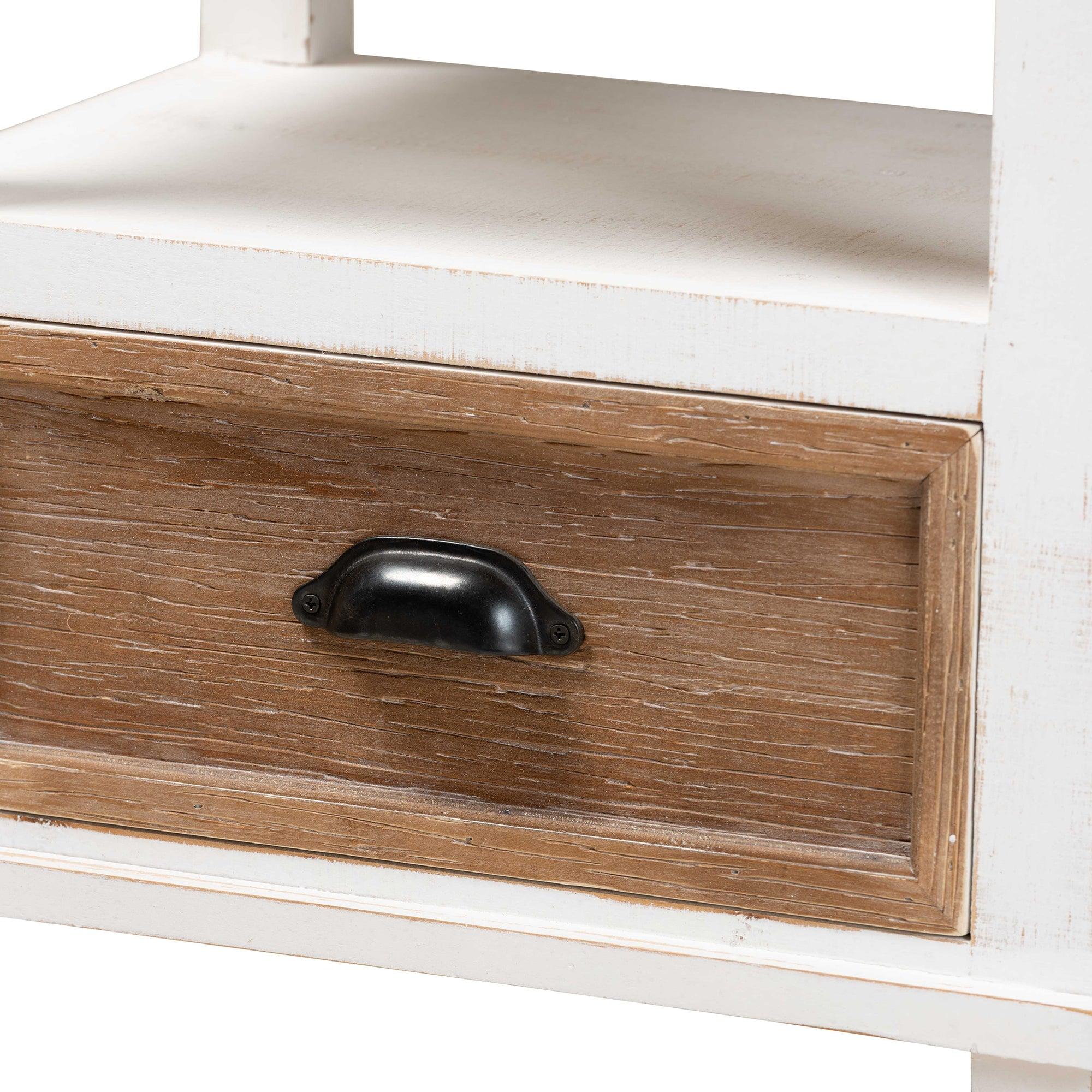 Glynn Rustic Farmhouse Weathered Two-Tone and Finished Wood 1-Drawer End Table