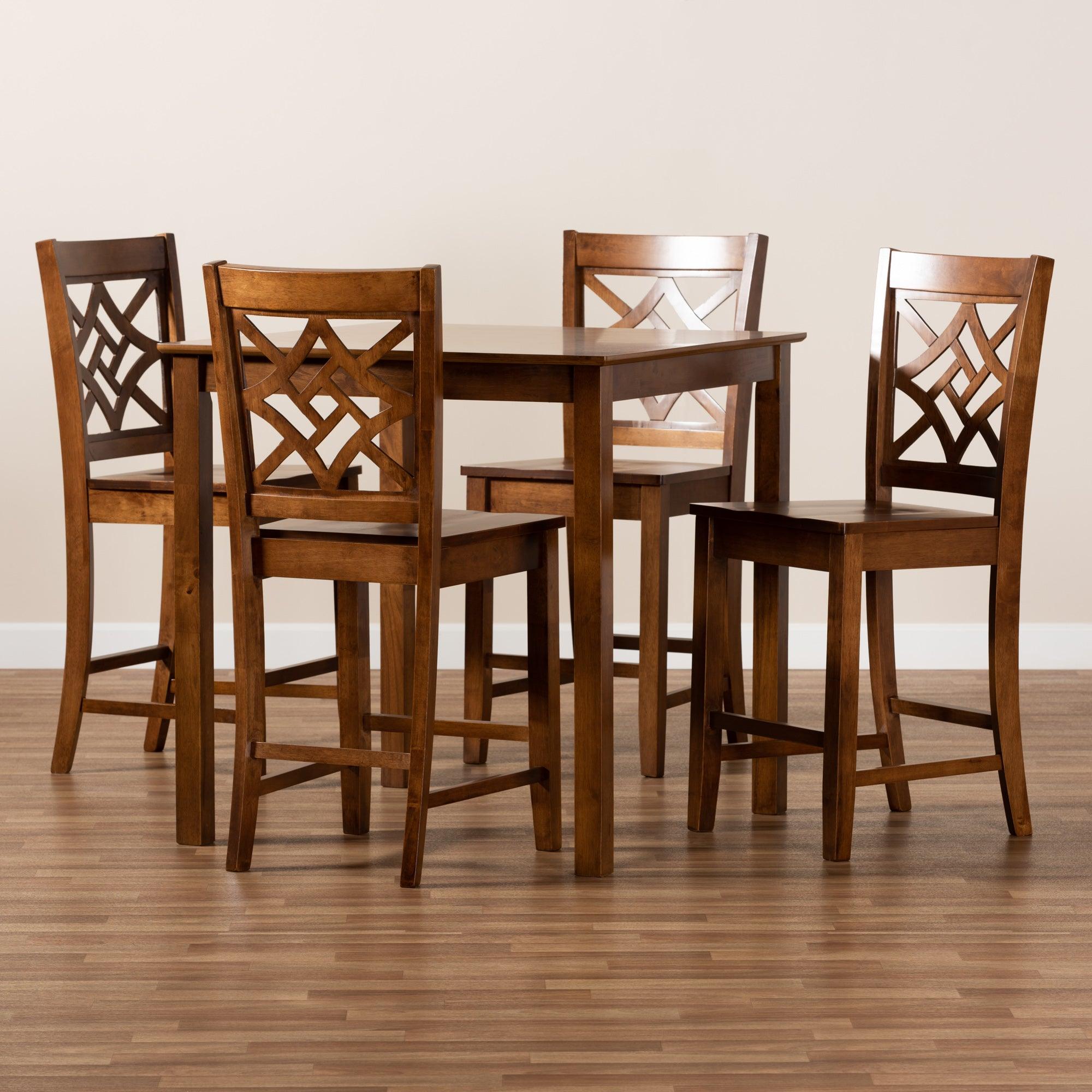 Nicolette Modern and Contemporary Finished Wood 5-Piece Pub Set