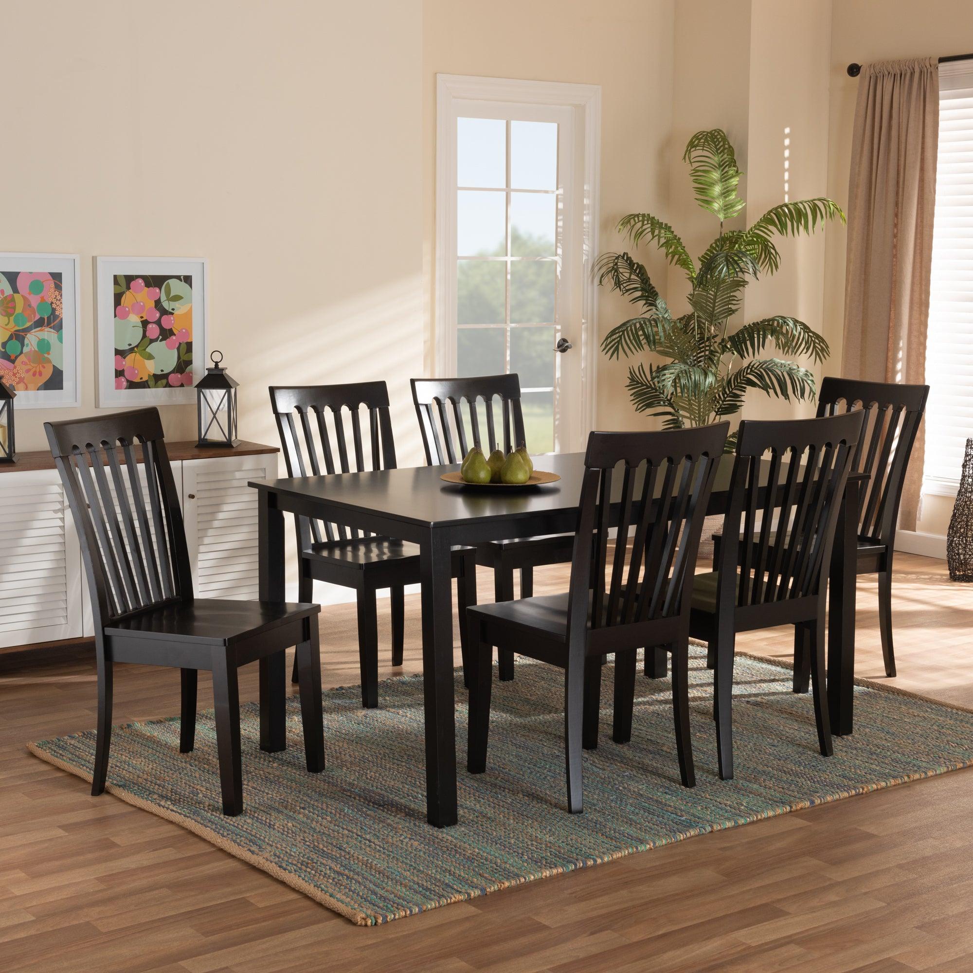 Erion Modern and Contemporary Finished Wood 7-Piece Dining Set