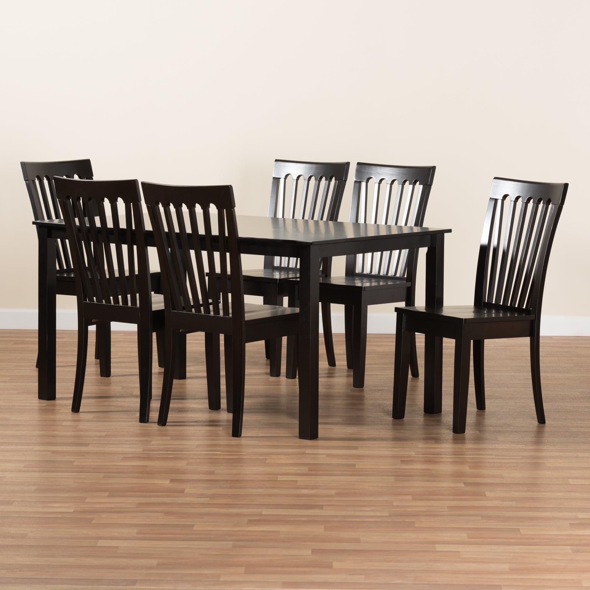 Erion Modern and Contemporary Finished Wood 7-Piece Dining Set