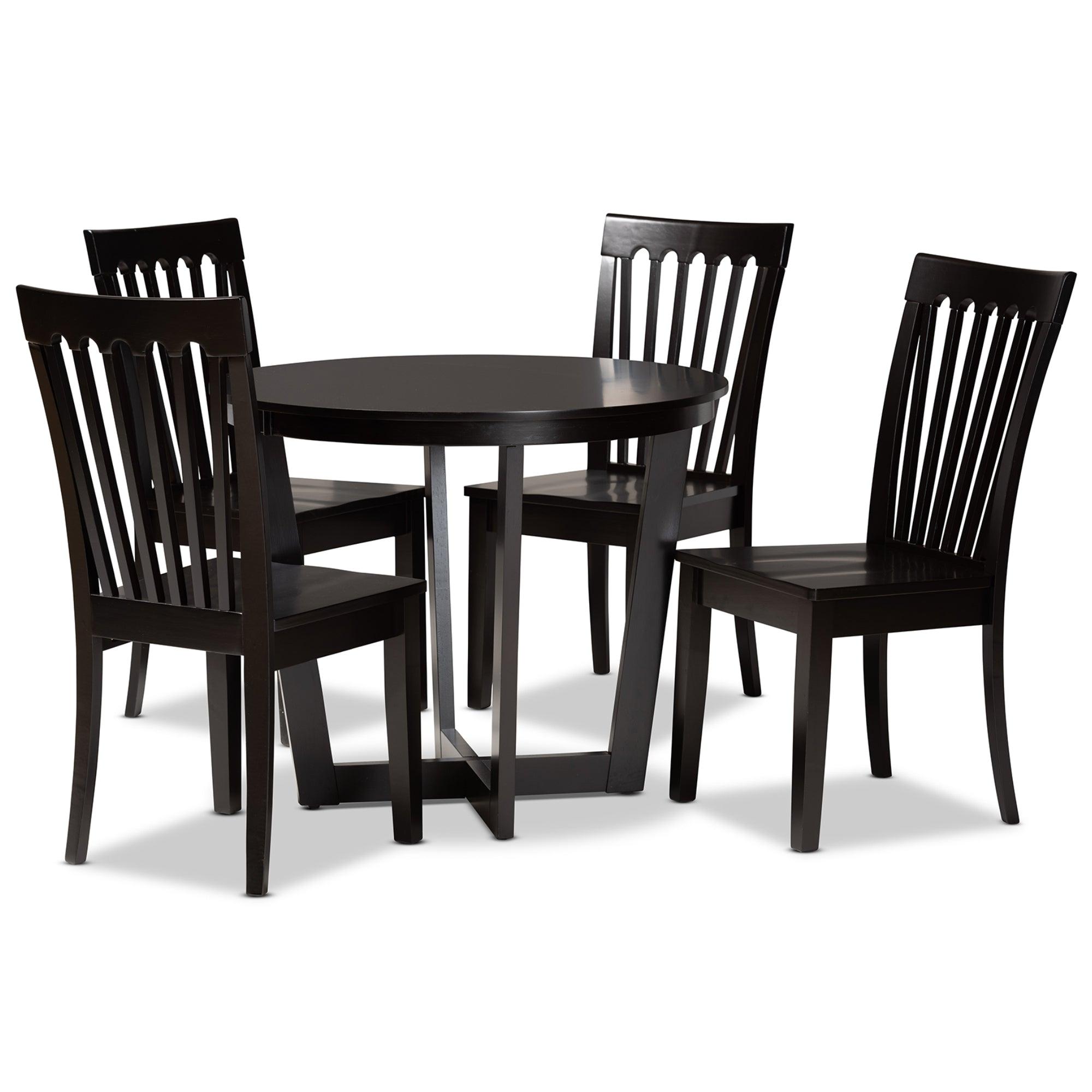 Sasa Modern and Contemporary Finished Wood 5-Piece Dining Set