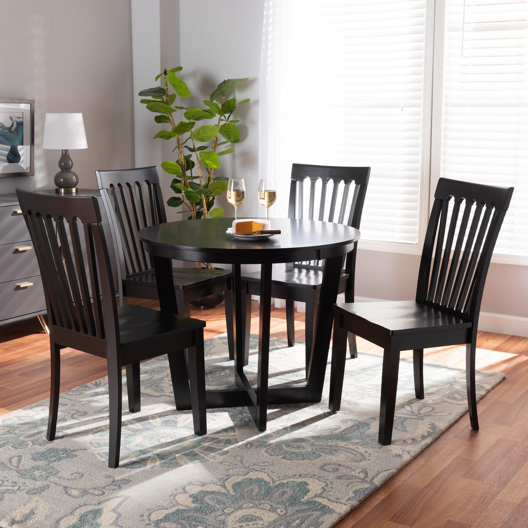 Sasa Modern and Contemporary Finished Wood 5-Piece Dining Set