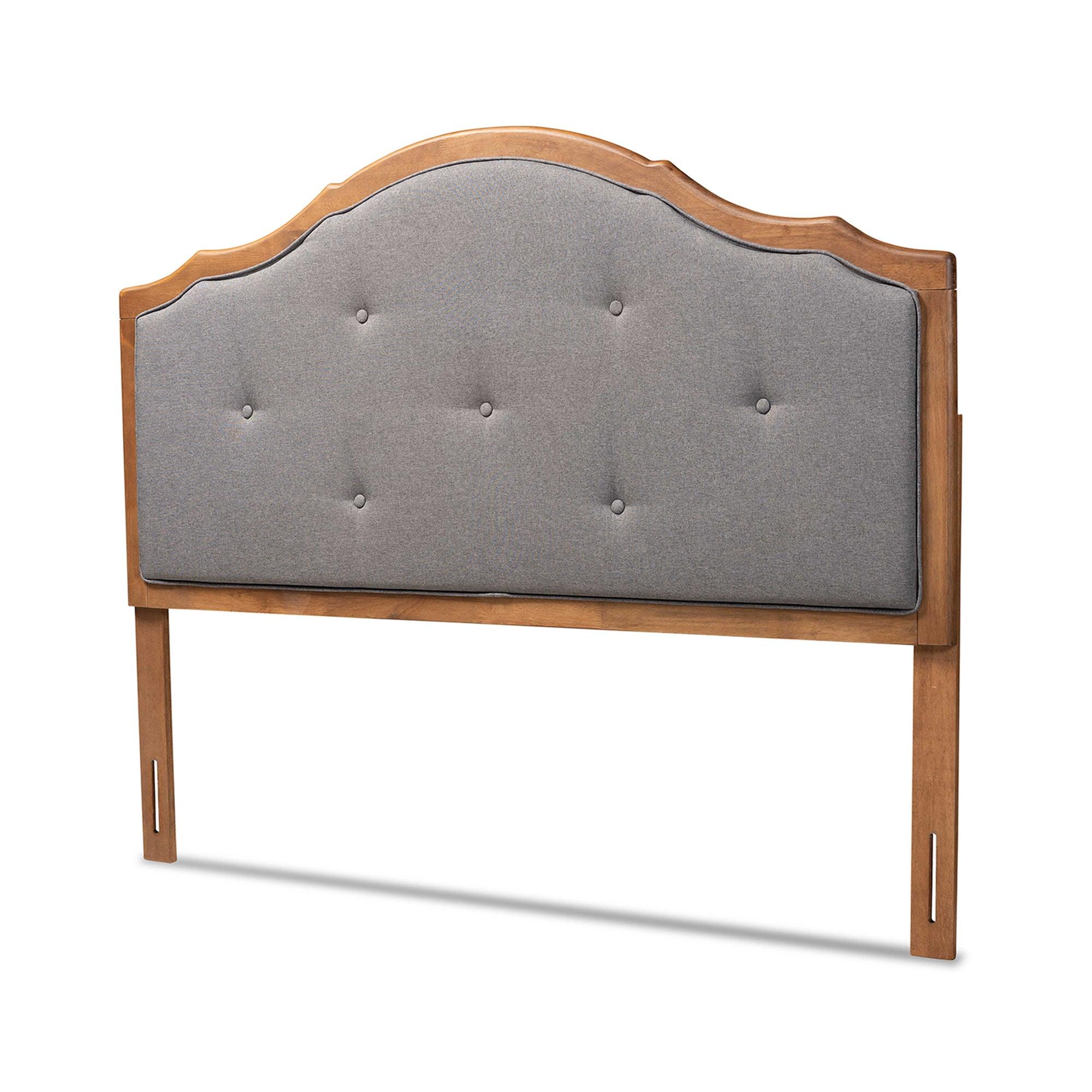 Gala Vintage Classic Traditional Dark Fabric Upholstered and Finished Wood Arched Headboard