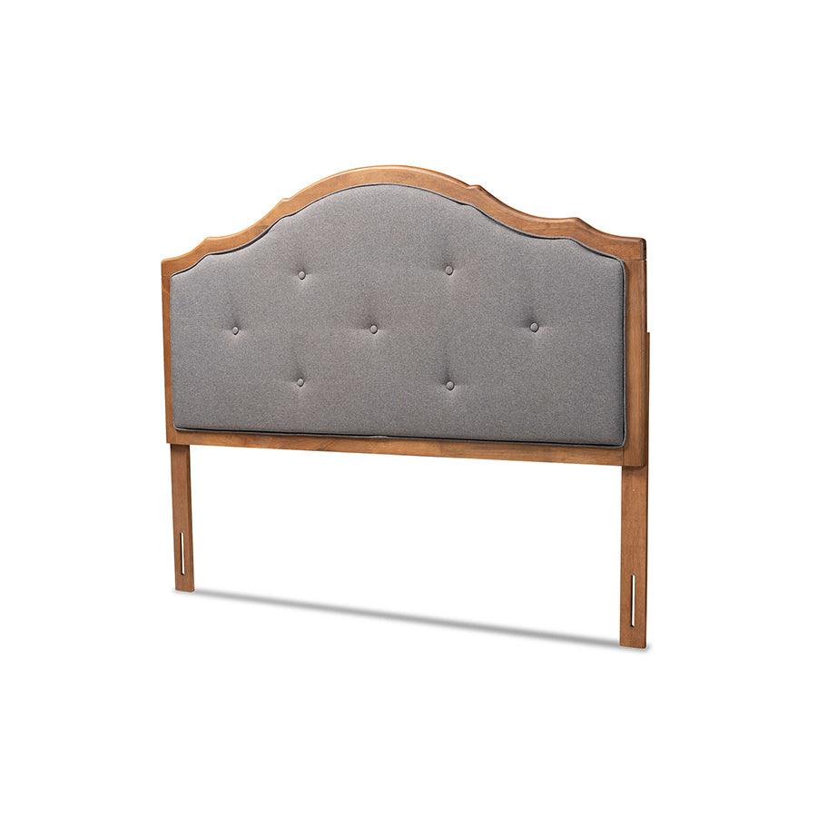 Gala Vintage Classic Traditional Dark Fabric Upholstered and Finished Wood Arched Headboard
