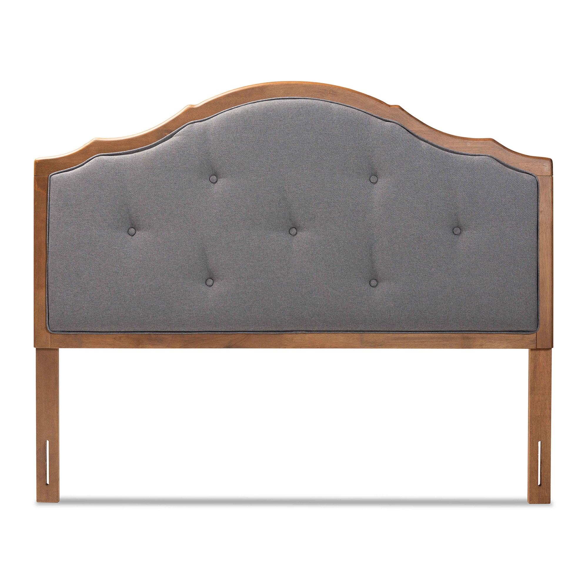 Gala Vintage Classic Traditional Dark Fabric Upholstered and Finished Wood Arched Headboard