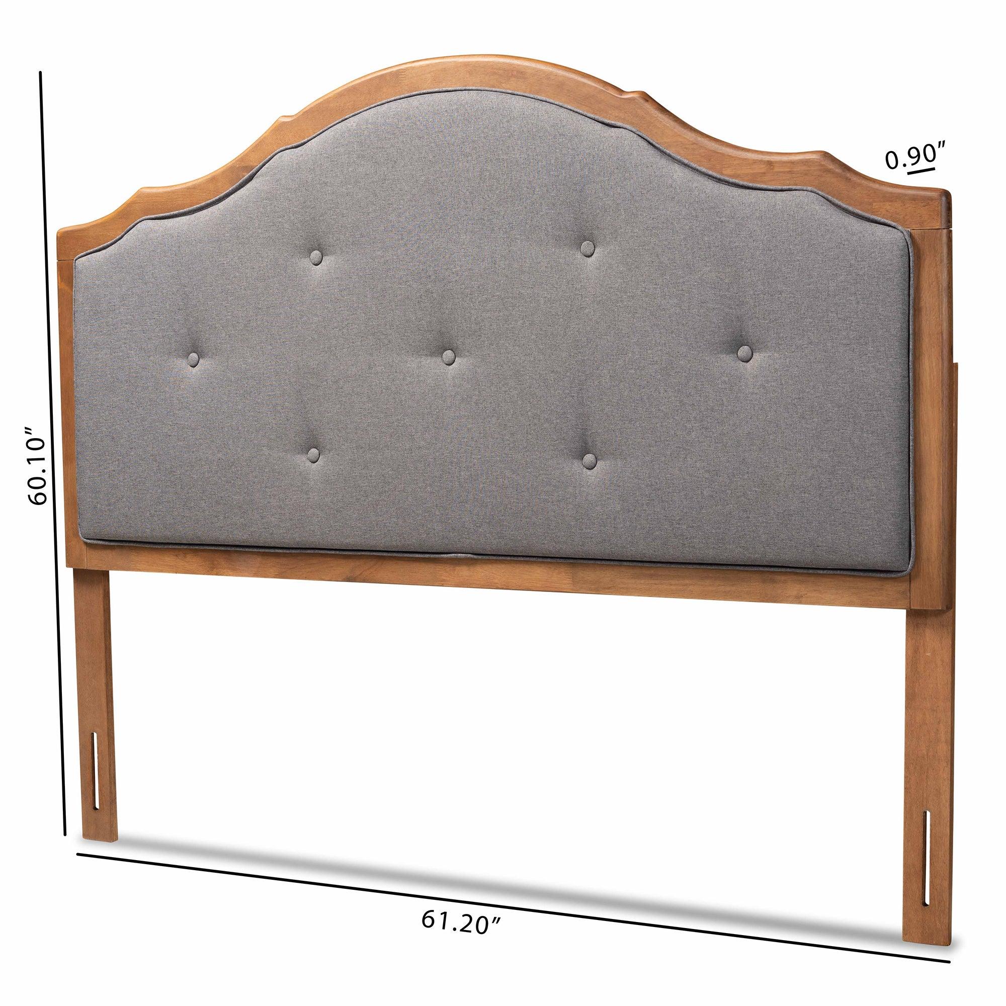 Gala Vintage Classic Traditional Dark Fabric Upholstered and Finished Wood Arched Headboard