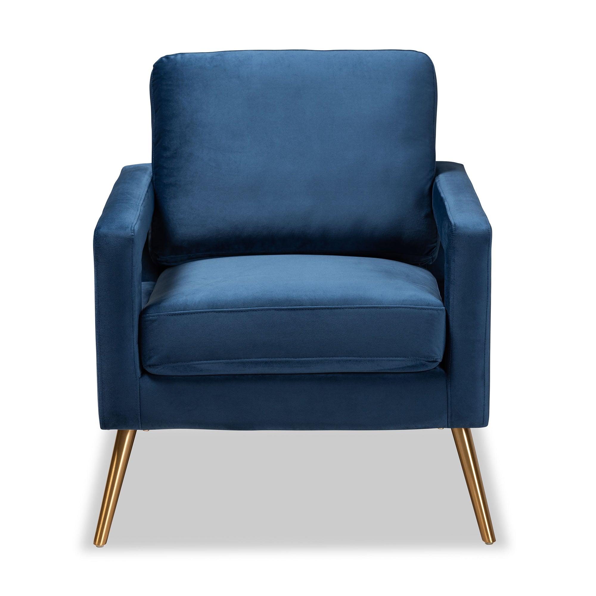 Leland Glam and Luxe Velvet Fabric Upholstered and Finished Armchair