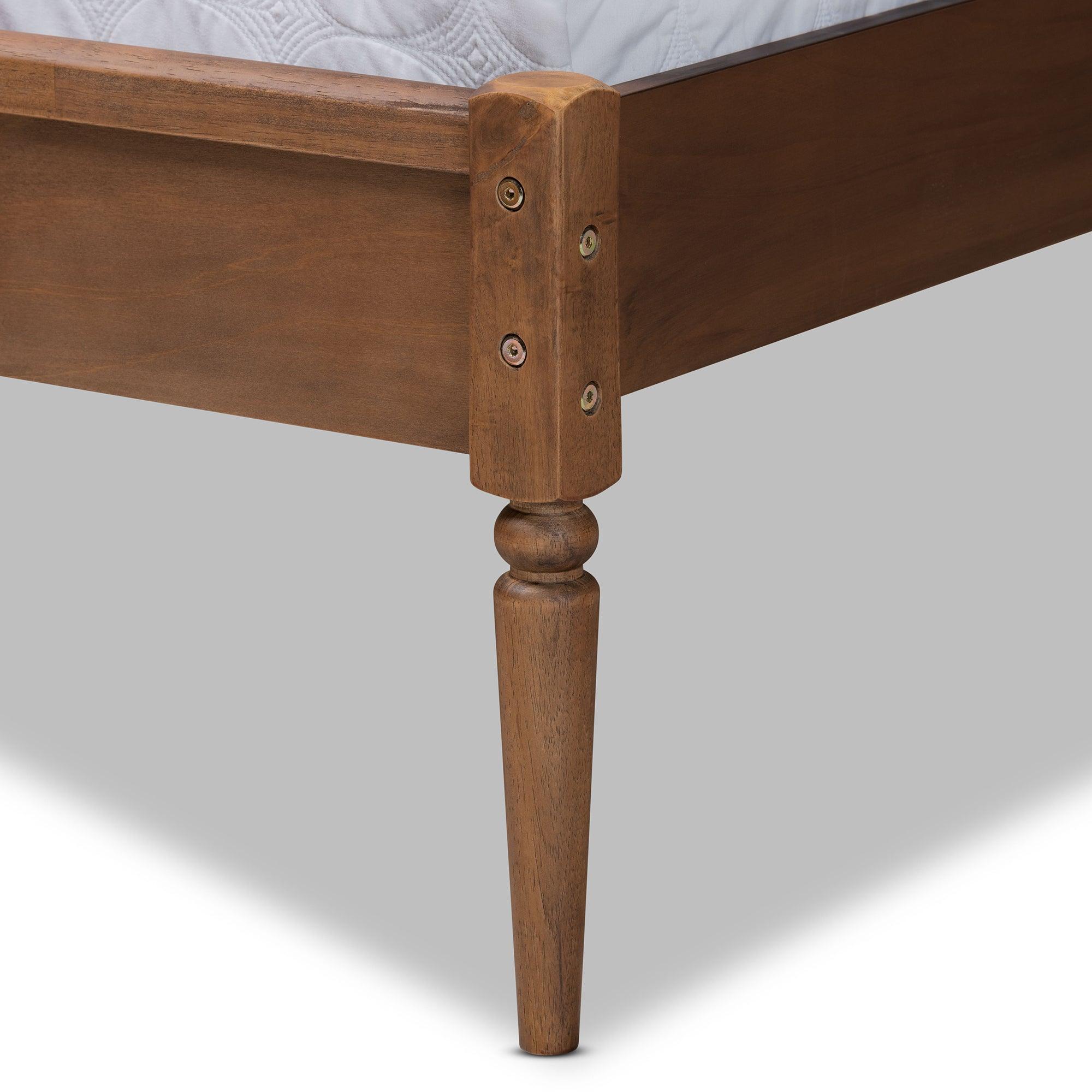Elston Mid-Century Modern Finished Wood and Synthetic Rattan Platform Bed