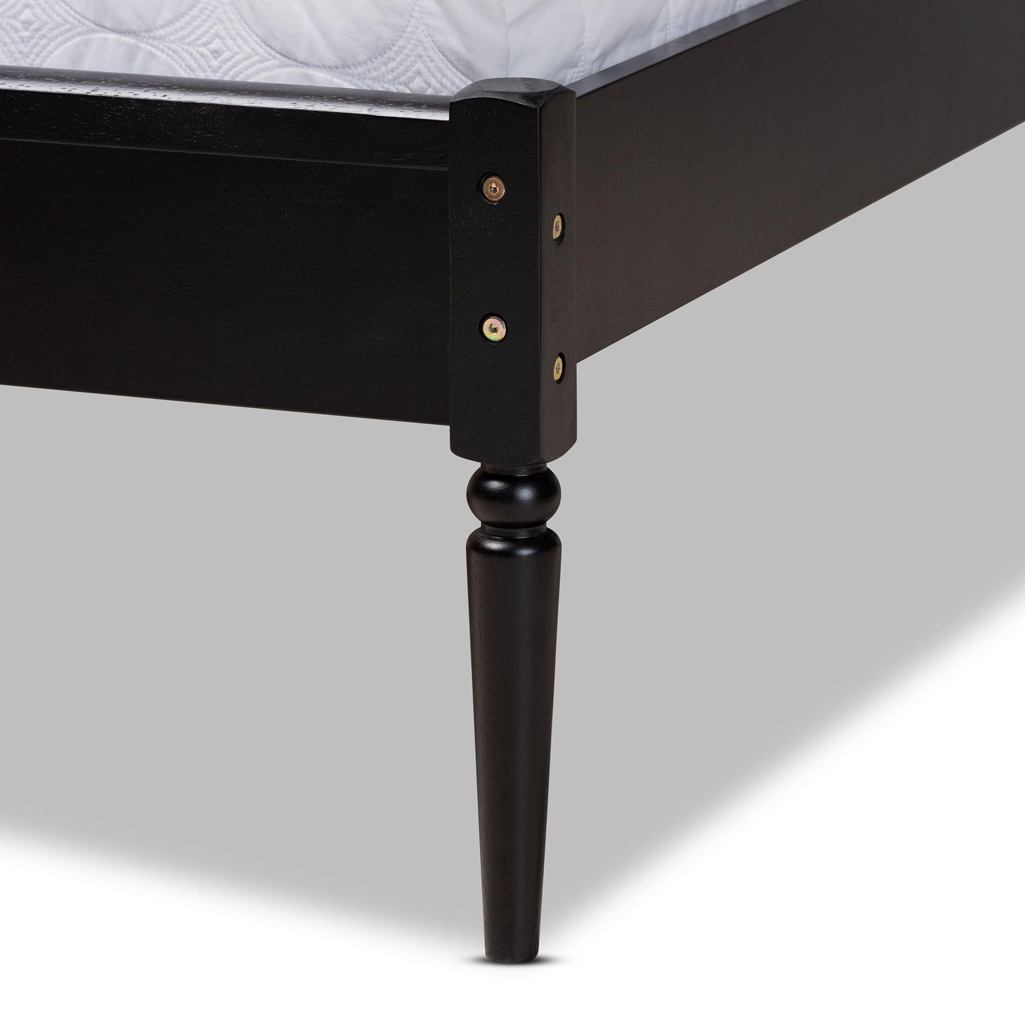 Elston Mid-Century Modern Finished Wood and Synthetic Rattan Platform Bed