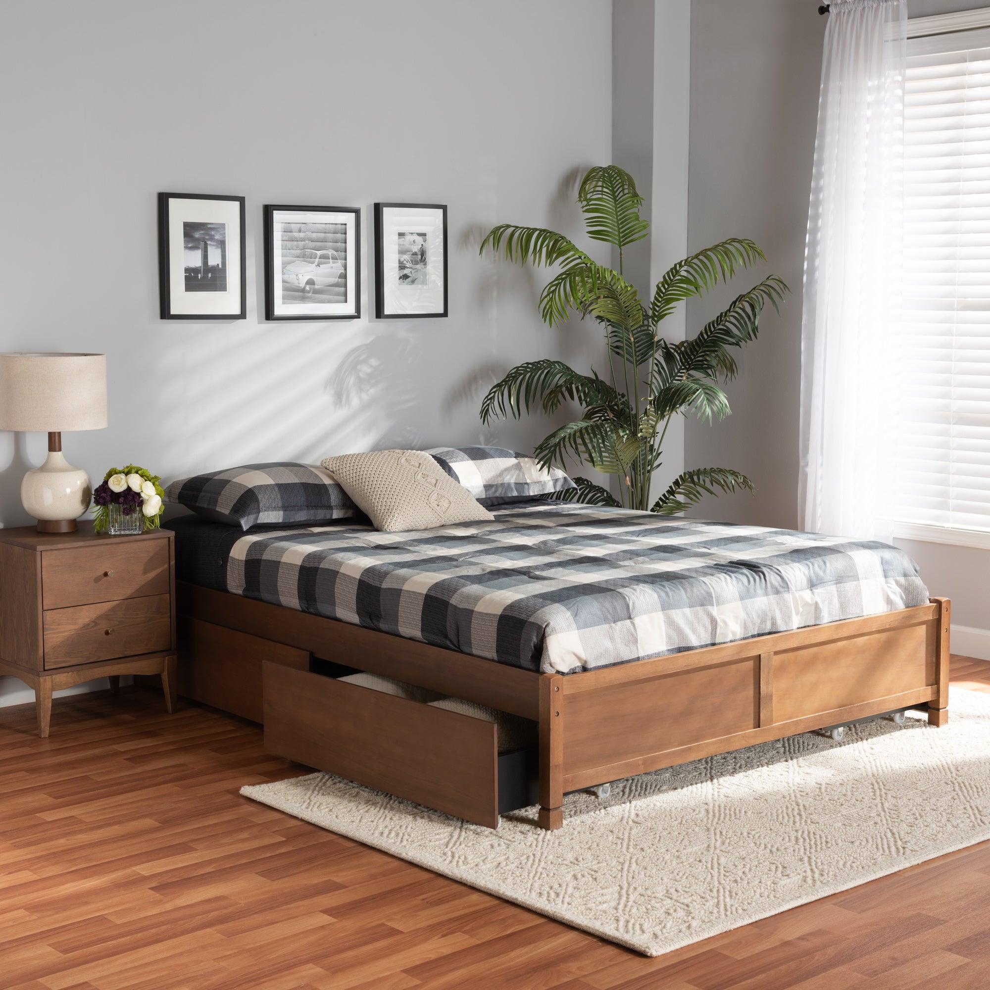 Yara Modern and Contemporary Finished Wood 4-Drawer Platform Storage Bed