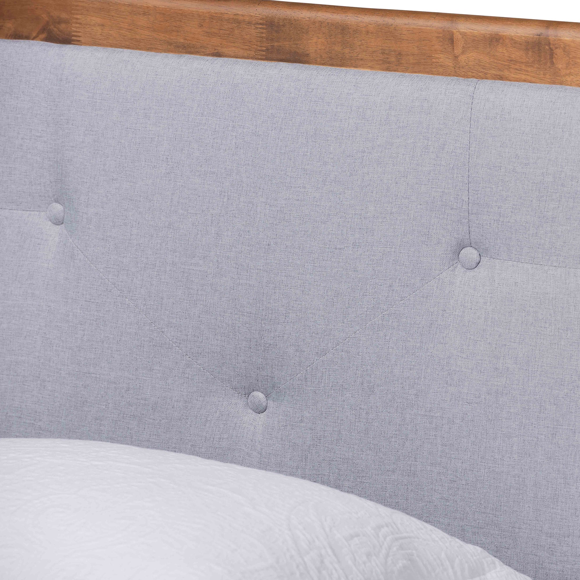 Saul Mid-Century Modern Fabric Upholstered and Finished Wood Platform Bed