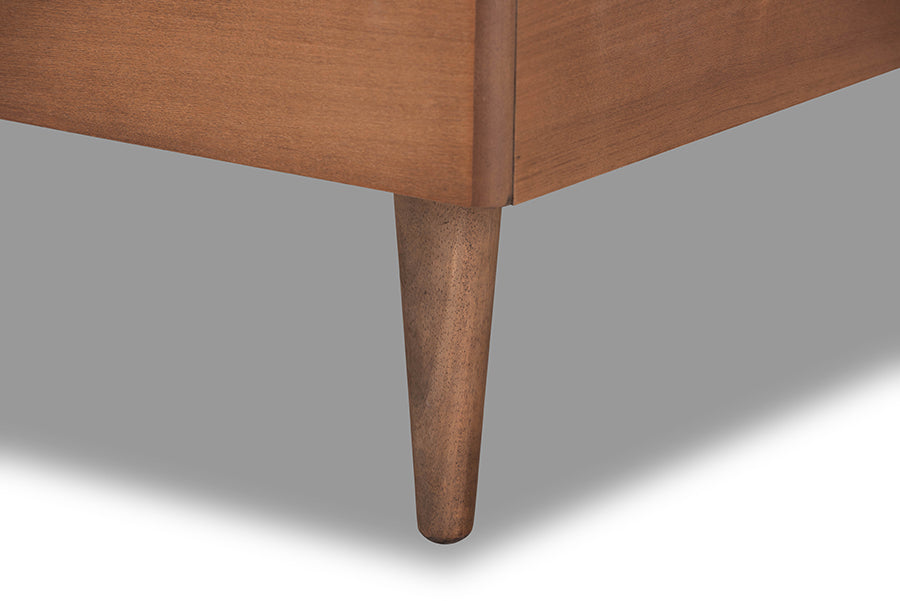 Saul Mid-Century Modern Fabric Upholstered and Finished Wood Platform Bed
