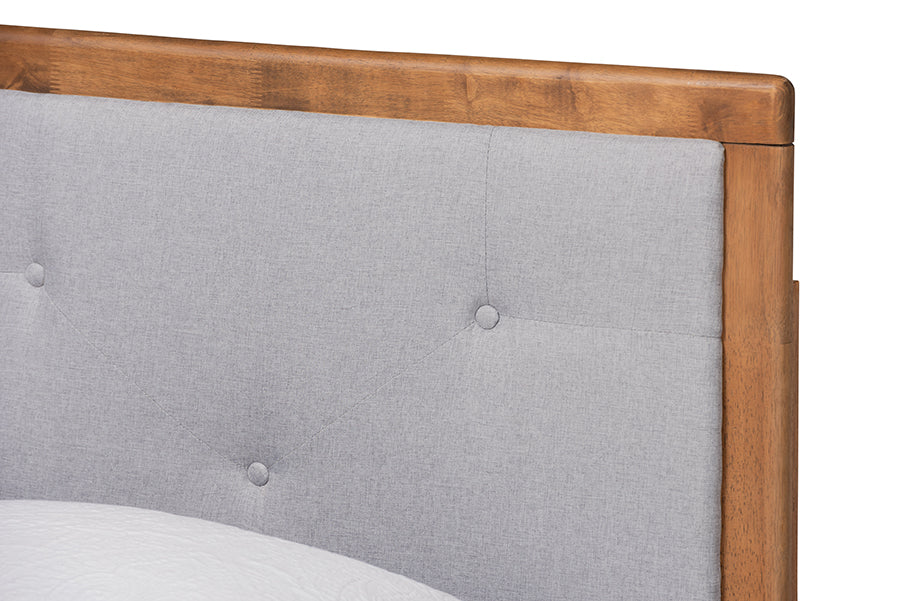 Laima Mid-Century Modern Fabric Upholstered and Finished Wood Platform Bed
