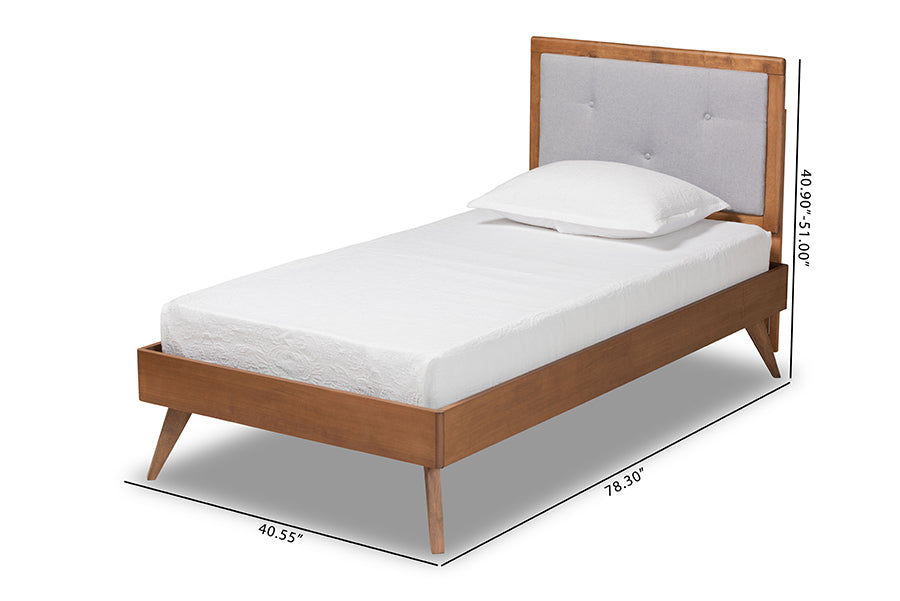 Laima Mid-Century Modern Fabric Upholstered and Finished Wood Platform Bed