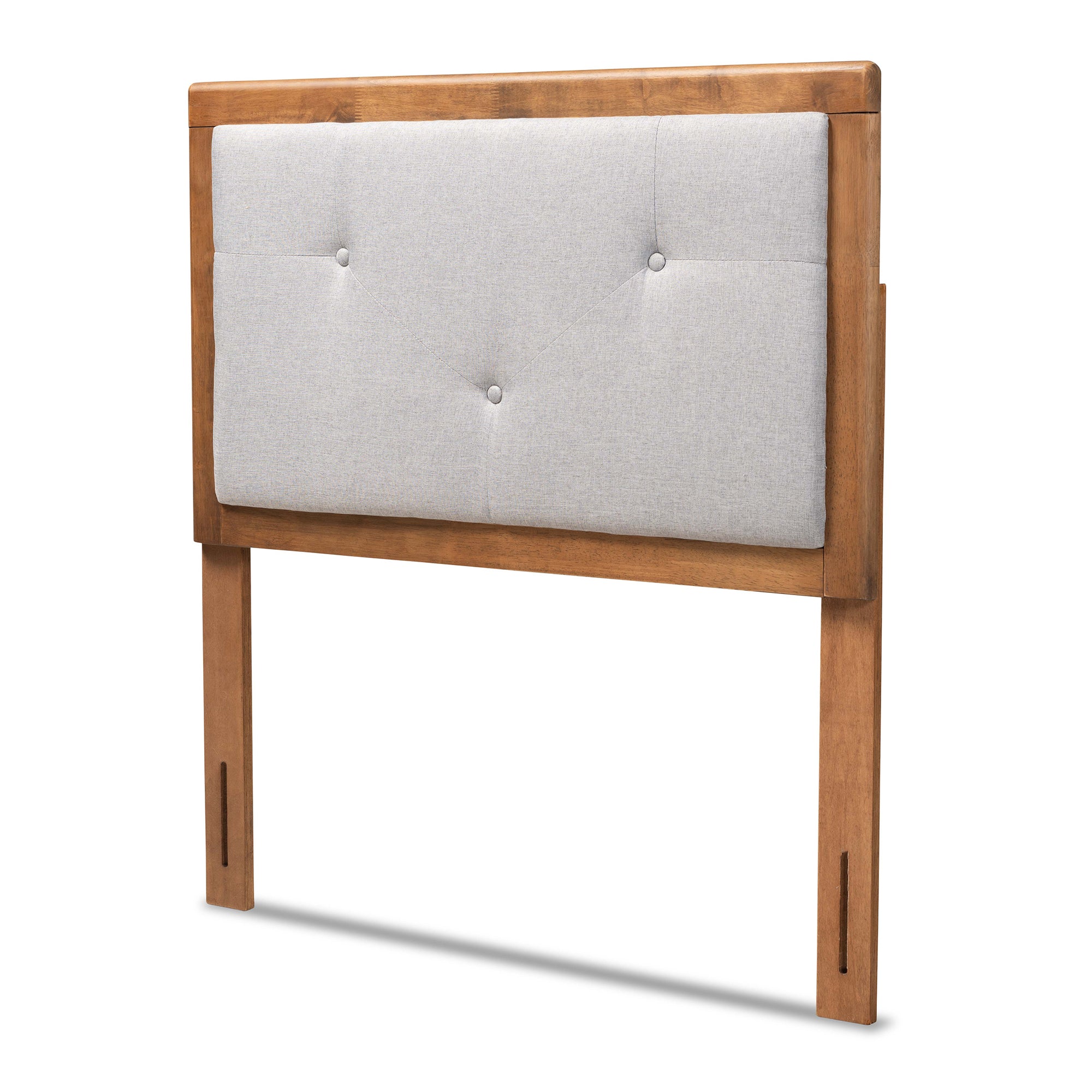 Abner Modern and Contemporary Transitional Fabric Upholstered and Finished Wood Headboard