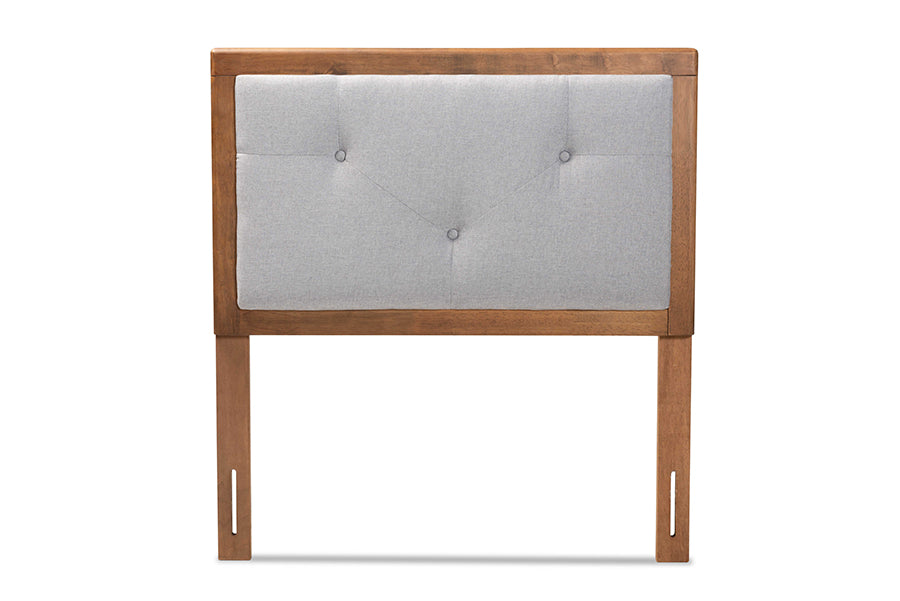 Abner Modern and Contemporary Transitional Fabric Upholstered and Finished Wood Headboard