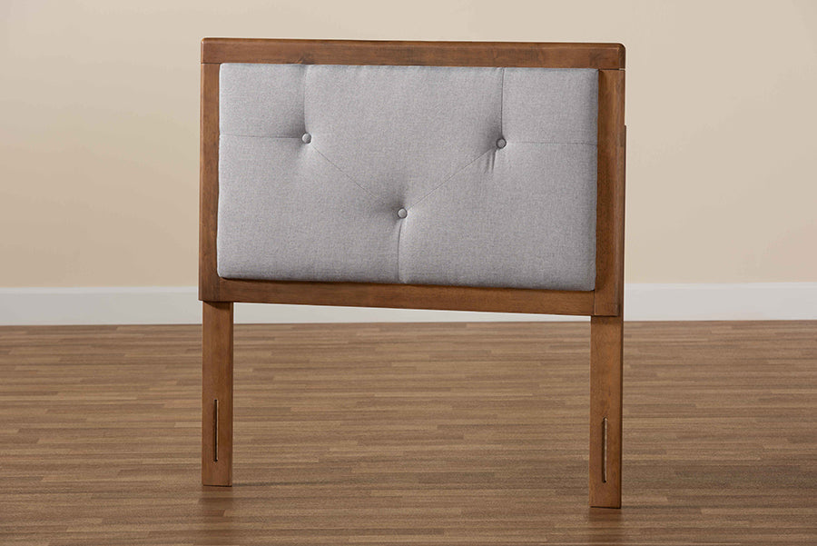 Abner Modern and Contemporary Transitional Fabric Upholstered and Finished Wood Headboard