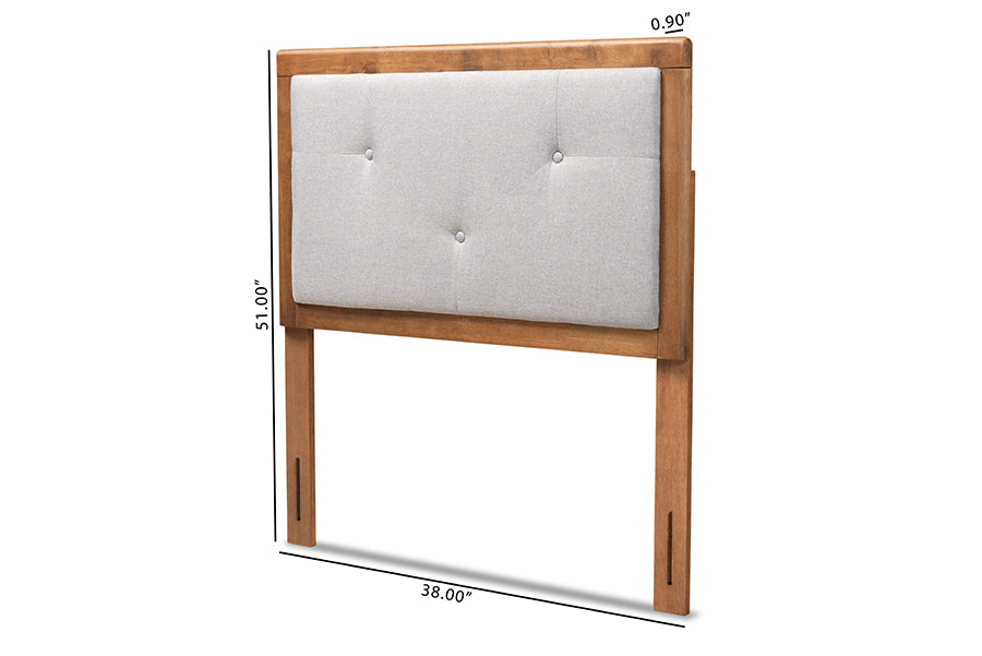 Abner Modern and Contemporary Transitional Fabric Upholstered and Finished Wood Headboard