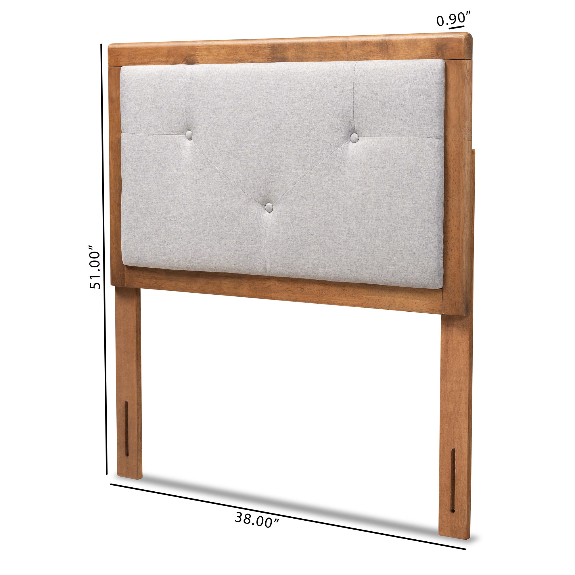 Abner Modern and Contemporary Transitional Fabric Upholstered and Finished Wood Headboard