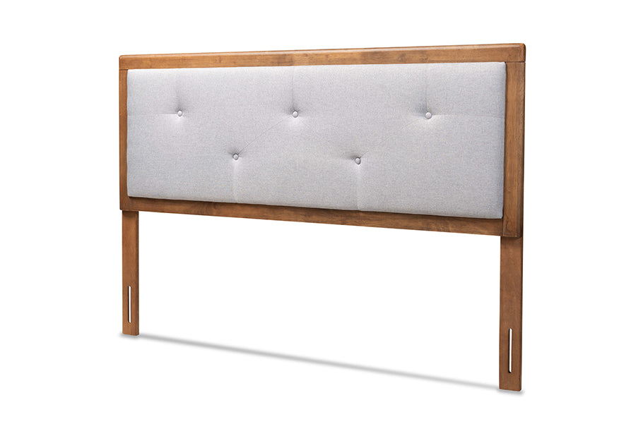 Abner Modern and Contemporary Transitional Fabric Upholstered and Finished Wood Headboard
