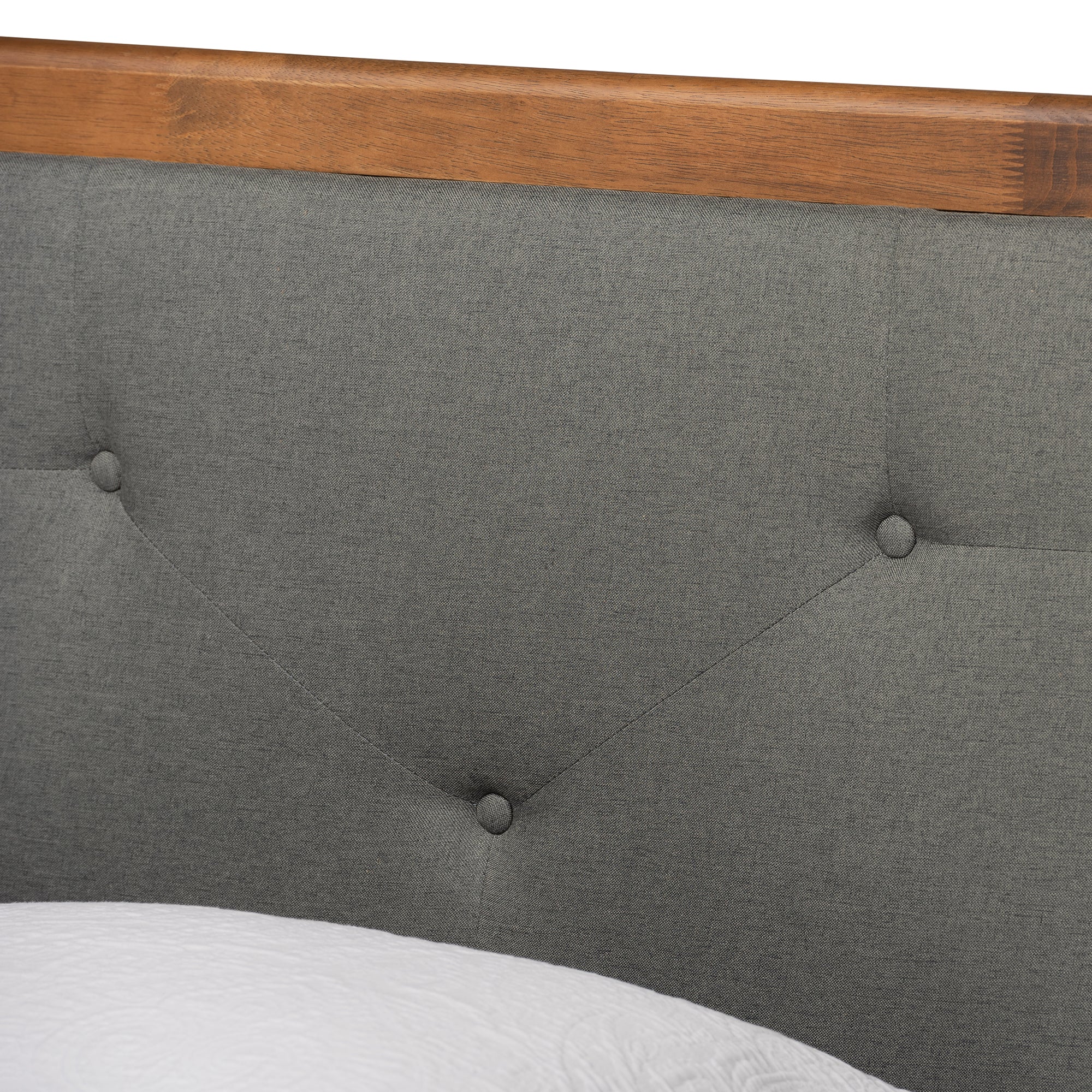 Saul Mid-Century Modern Fabric Upholstered and Finished Wood Platform Bed