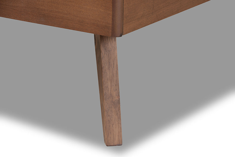 Laima Mid-Century Modern Fabric Upholstered and Finished Wood Platform Bed
