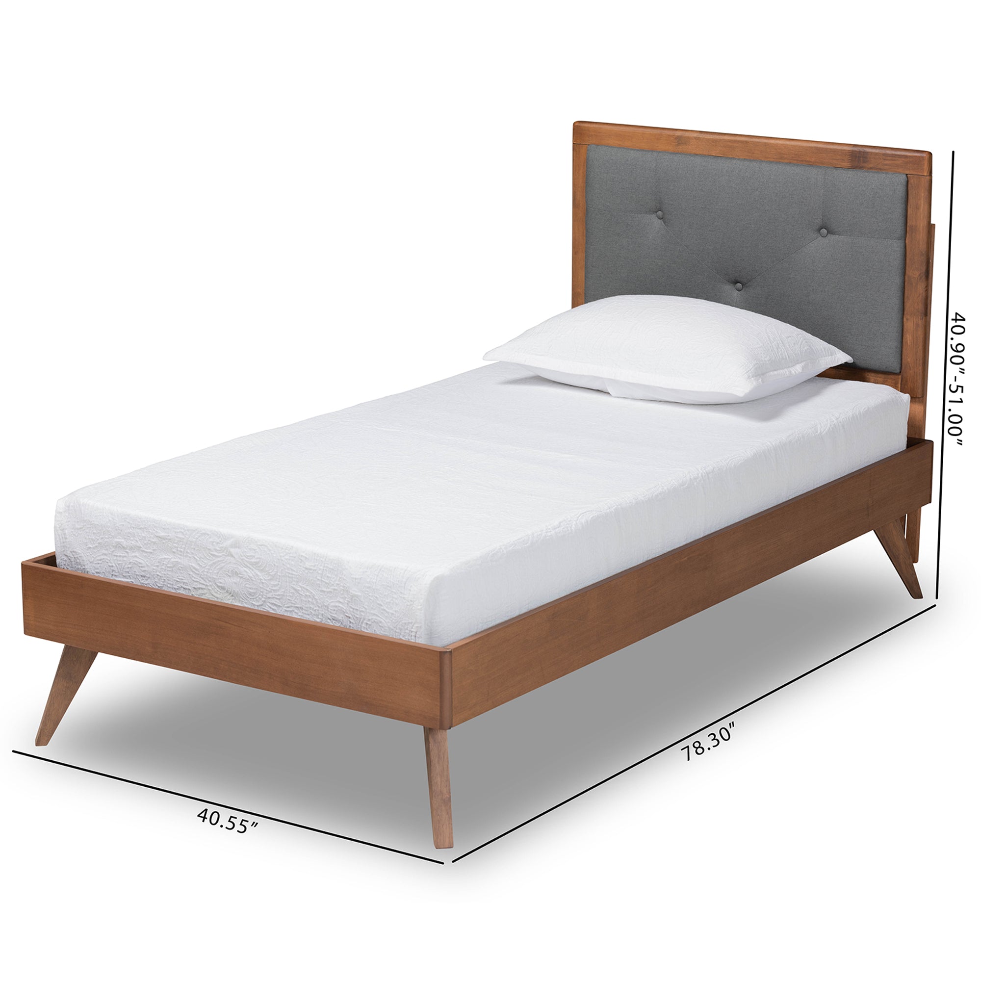 Laima Mid-Century Modern Fabric Upholstered and Finished Wood Platform Bed