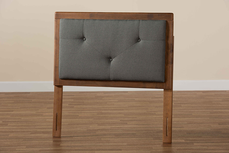 Abner Modern and Contemporary Transitional Fabric Upholstered and Finished Wood Headboard