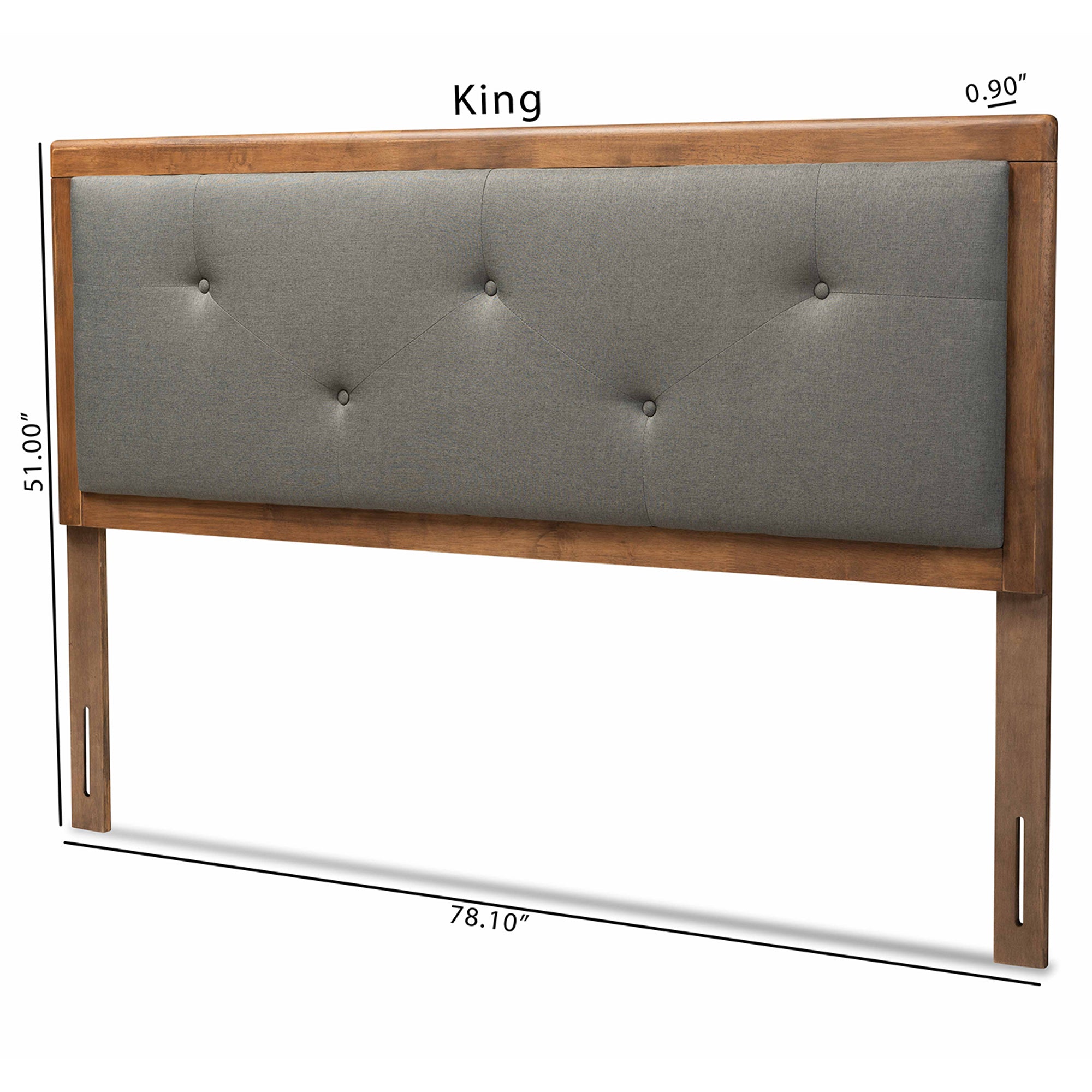 Abner Modern and Contemporary Transitional Fabric Upholstered and Finished Wood Headboard