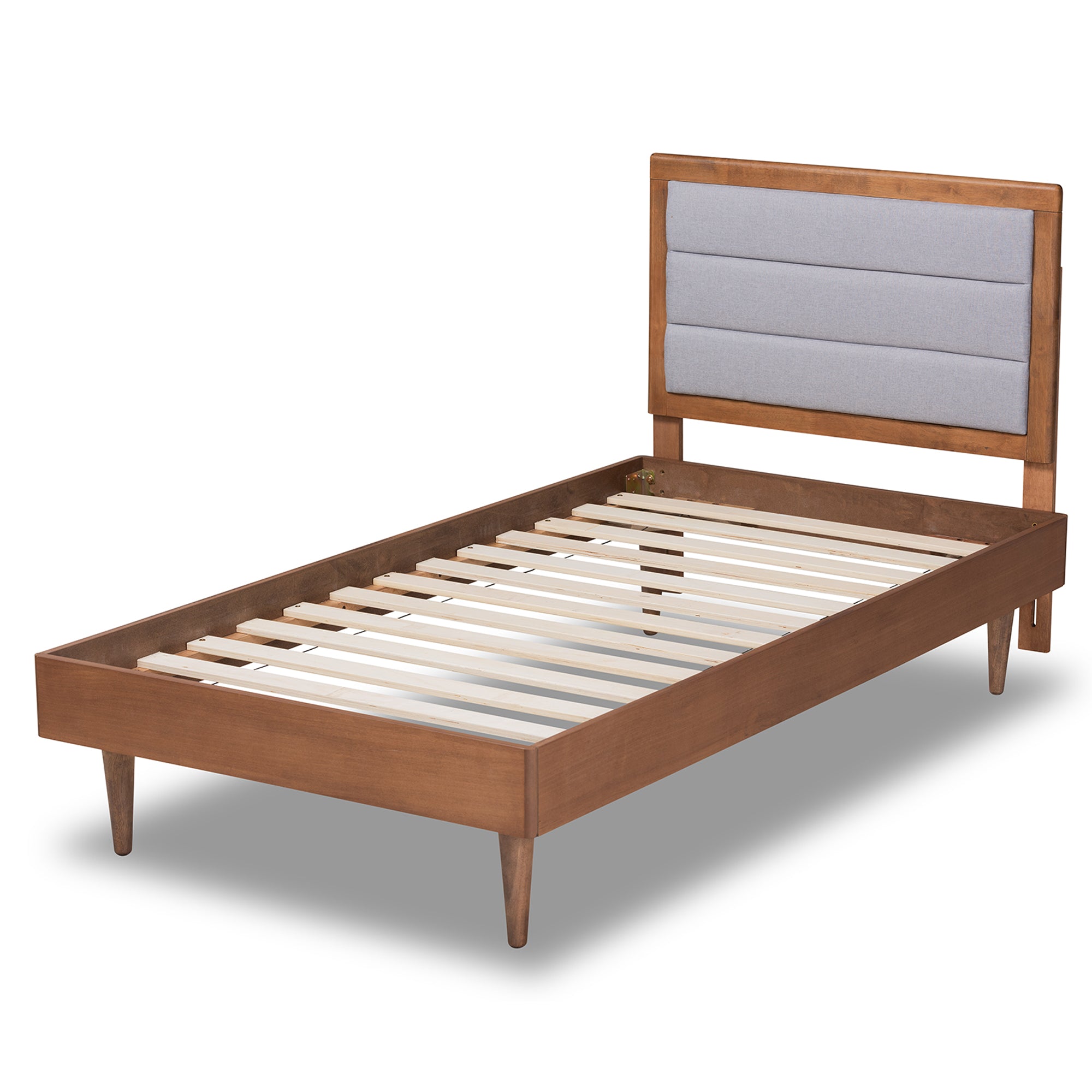 Seren Mid-Century Modern Fabric Upholstered and Finished Wood Platform Bed