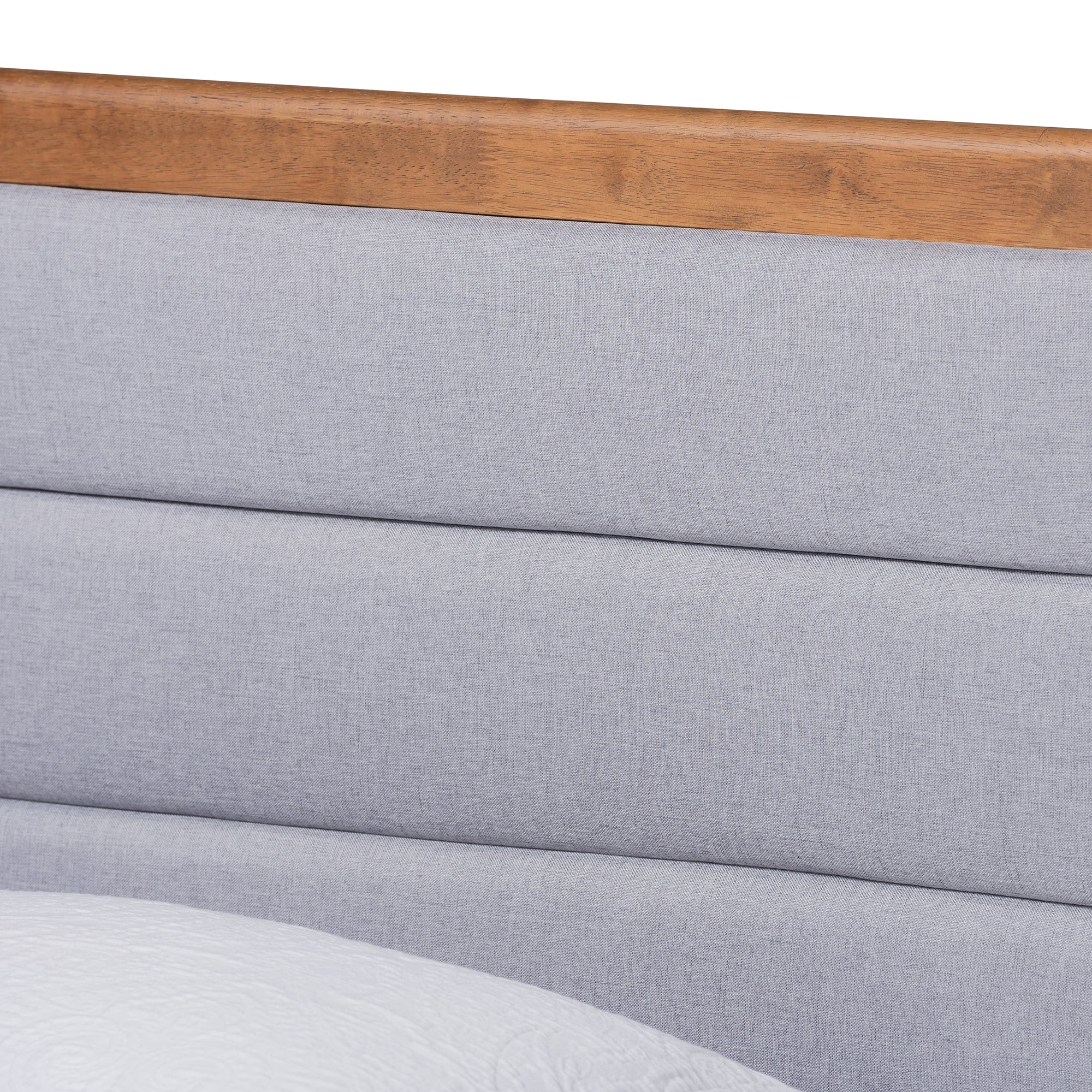 Seren Mid-Century Modern Fabric Upholstered and Finished Wood Platform Bed