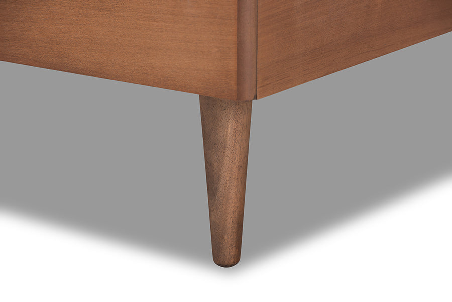Seren Mid-Century Modern Fabric Upholstered and Finished Wood Platform Bed