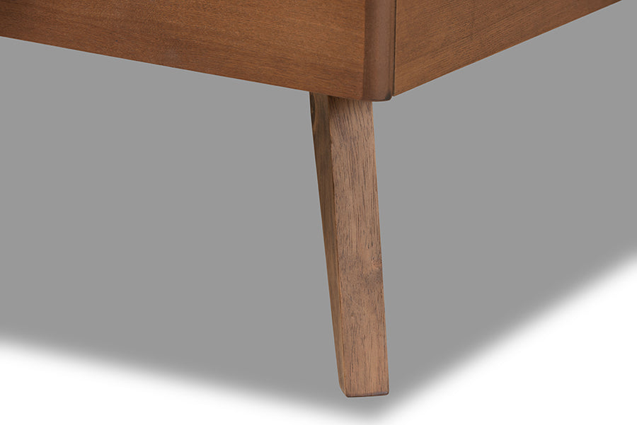 Linn Mid-Century Modern Fabric Upholstered and Finished Wood Platform Bed