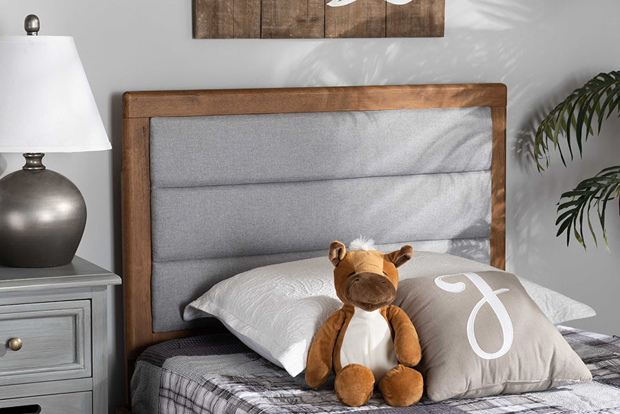 Dexter Modern and Contemporary Fabric Upholstered and Finished Wood Headboard
