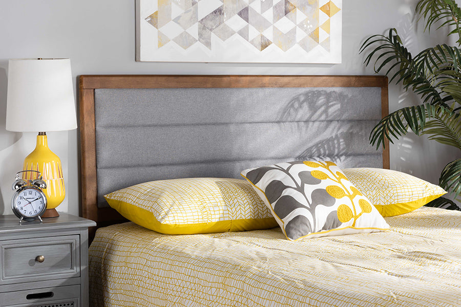 Dexter Modern and Contemporary Fabric Upholstered and Finished Wood Headboard