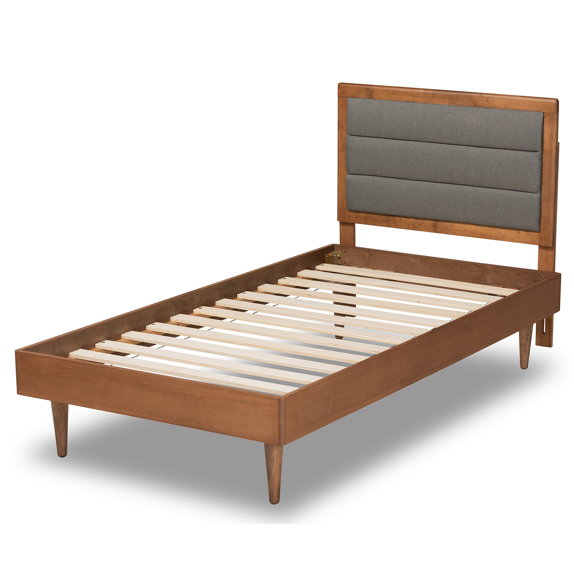 Seren Mid-Century Modern Fabric Upholstered and Finished Wood Platform Bed