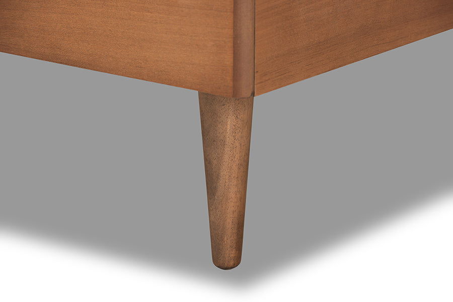 Seren Mid-Century Modern Fabric Upholstered and Finished Wood Platform Bed