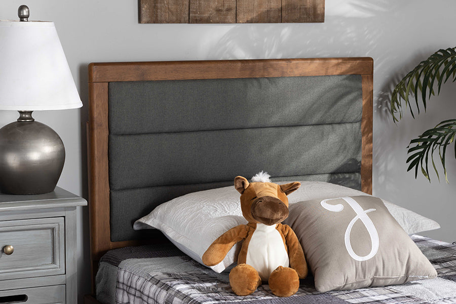 Dexter Modern and Contemporary Fabric Upholstered and Finished Wood Headboard